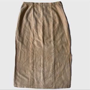 Sag Harbor Vintage Women’s Faux Suede Long Midi Skirt Camel Size 14